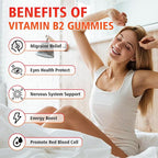 2 Pack Vitamin B2 Gummies, Riboflavin 400mg with Magnesium for Kids & Adults, Migraine Relief & Energy Support, Strawberry Flavor, 120 Count