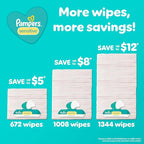 Pampers Sensitive Baby Wipes, Water Based, Hypoallergenic and Unscented, 18 Flip-Top Packs (1008 Wipes Total) [Packaging May Vary]