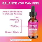 Pink Stork Hormone Balance Drops for Women - Supports Hormonal Health, PMS, Perimenopause & Mood, with Red Raspberry Leaf & Wild Yam - Liquid Supplement - Vegan, 2oz, 30 Servings