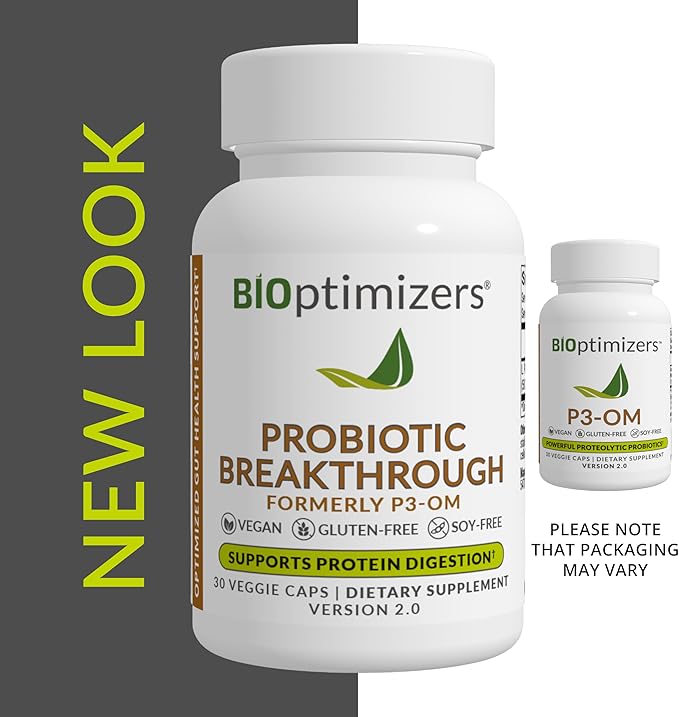 BIOptimizers Probiotic Breakthrough – Lactobacillus Plantarum OM Probiotics & Prebiotics Health Supplement for Gut, Digestive & Immune Support Probiotics for Women Men Elderly– 30 Vegan Capsules