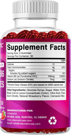 Vitamatic 2 Packs Vitamin B6 100mg Gummies – Natural Strawberry Flavor – 60 Pectin-Based Gummies per Bottle – Nervous System & Energy Support