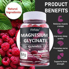 Magnesium Glycinate Gummies 400mg, Chewable Sugar Free Magnesium Supplement with Magnesium Glycinate, Magnesium Malate and Protein for Sleep, Relaxation, Brain & Muscle - Vegan (60 Count, Raspberry)