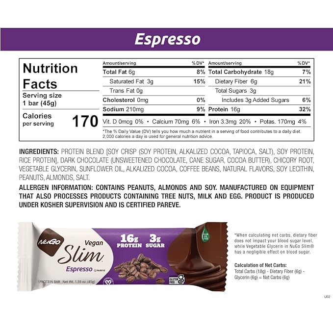 NuGo Slim 12ct Variety 16-17g Protein, 3g Sugar, High Fiber, Low Net Carb, Keto Friendly, Gluten Free