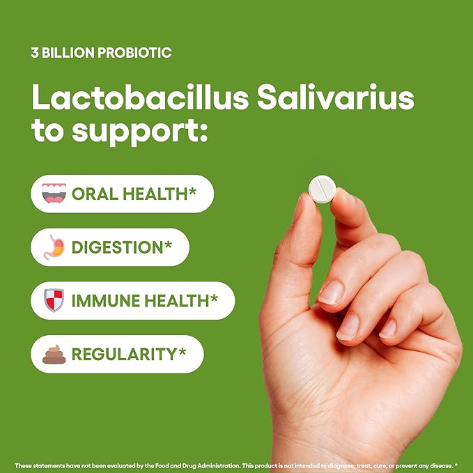 Lactobacillus Salivarius Probiotic Supplement 240 Tablets 3 Billion CFU Probiotics for Men & Women Supports Dental, Digestive & Gut Health (240, Lactobacillus Salivarius)
