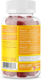 SUKU Vitamins Vegan D3 + K2 + B12 Sugar-Free & Sugar-Alcohol-Free Keto 2000IU Vitamin D Gummy Supplement for Healthy Bones, Immune Function, Healthy Metabolism, Lemon Dragon Fruit Flavor (50 Gummies)