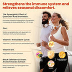 (2 Pack) Sugar Free Quercetin with Bromelain Gummies for Kids & Adult - Immune, Antioxidant, Seasonal Support, 1000mg Quercetin Supplements with Bromelain, Zinc, Elderberry, Vitamin C D3 E, 120 Count
