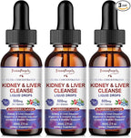 GREENPEOPLE Kidney Cleanse Detox & Repair - 27-In-1 Kidney & Liver Drops with 20:1 Cranberry Extract & Chanca Piedra, Alcohol-Free Supplement for Urinary Tract & Liver Support (2 Oz 3 Pack, Blueberry)