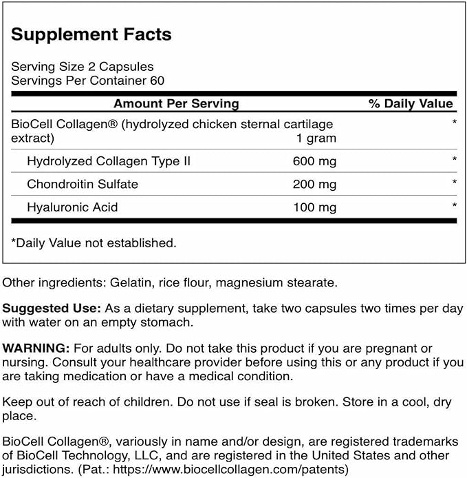 Swanson Chicken Sternum Cartilage - Collagen Type II 500mg 120 Capsules