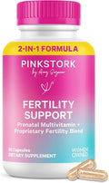 Pink Stork Fertility Supplements for Women | 2-in-1 Conception Support with Inositol, Folate + CoQ10 | Cycle Regularity, Hormone Balance + Reproductive Wellness | 60 Capsules