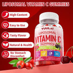 Liposomal Vitamin C 1000mg Gummies for Adults, Vitamin C Chewable with Iron, Zinc & Elderberry for Immune Support & Energy, Sugar Free, RaspberryFlavor, 60 Count