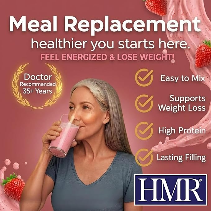 HMR 120 Shake Meal Replacement Powder | Strawberry Shake Mix to Support Healthy Weight Loss | 12g of Protein | Nutritional Drink | Low Calorie Food | 12 Servings
