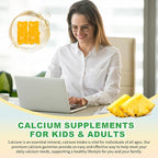 Pack of 2 Calcium Citrate Gummies 1200mg, Chewable Calcium Supplements for Women & Men, Sugar Free Calcium Gummies for Bone, Muscle & Immune Support, Pineapple Flavor, 120 Count