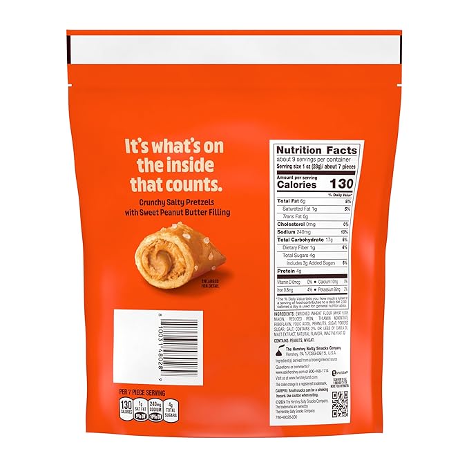 Reese's Filled Pretzels, Peanut Butter Pretzel Nuggets, Crunchy, Ready to Eat, Sweet and Salty Snack, 9oz Resealable Bag