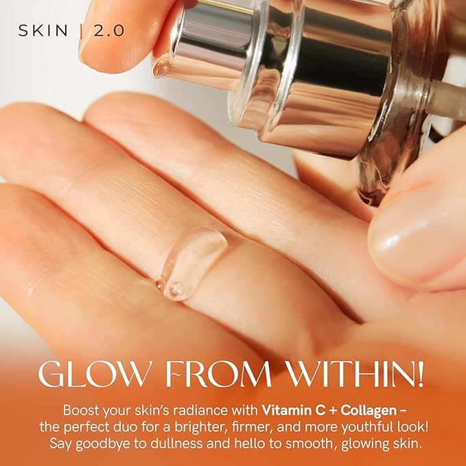 Skin 2.0 Vitamin C Serum with Collagen - Anti-Aging & Dark Spot Remover - Dermatologist Tested Korean Skincare for Brightening & Acne - Clean Beauty, Cruelty-Free, All Skin Types - 1.69oz (2-Pack)