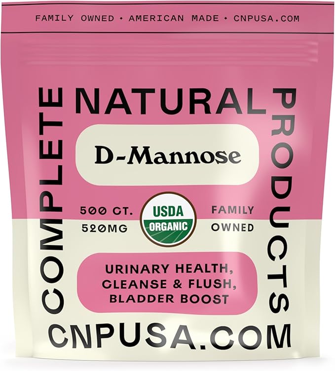 D Mannose 520mg Capsules - Organic D Mannose Supplement for UT Support, Urinary Tract Bladder Health Pills, Plant Based Formula, Vegan Non GMO, No Fillers, 500 Capsule Count Made USA Certified Kosher