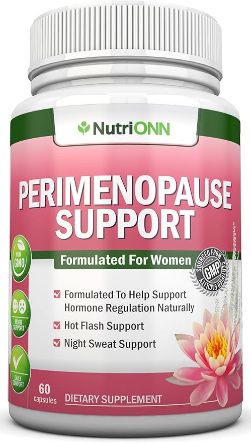 NutriONN Perimenopause Supplement for Women - Natural Support for Hot Flashes & Night Sweats - Improved Mood & Sleep - 11 Herbal Ingredients with Black Cohosh & Red Clover - Hormone Balance - Non-GMO