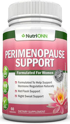 NutriONN Perimenopause Supplement for Women - Natural Support for Hot Flashes & Night Sweats - Improved Mood & Sleep - 11 Herbal Ingredients with Black Cohosh & Red Clover - Hormone Balance - Non-GMO