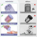 HIONXMGA Pill Organizer with 7 Large Compartments, Pill Dispenser for Travel, Supplement Organizer with Anti-Mixing Design, BPA-Free Pill Container with 20 Pcs Labels, Purple