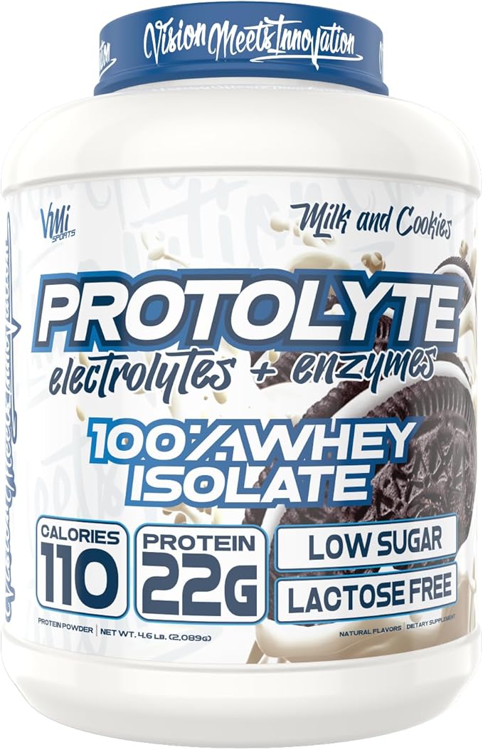 VMI Sports | ProtoLyte Whey Isolate Protein Powder | Low Calorie Whey for Weight Loss and Muscle Gain | Digestive Enzymes | Non-GMO (4.6 lb, Milk and Cookies)