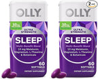 OLLY Ultra Strength Sleep Softgels, 10mg Melatonin, L-Theanine, Chamomile, Magnesium, Lemon Balm, Supports Deep Restful Sleep, Nighttime Sleep Aid, Non Habit-Forming - 60 Count (Pack of 2)