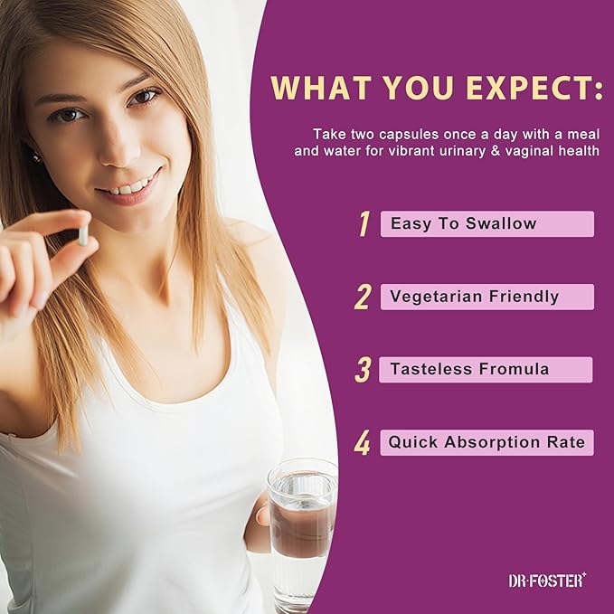DRFOSTER Urinary Tract Health for Women, Vaginal Probiotics for Women pH Balance with D-Mannose, Cranberry, Probiotics and Prebiotics for Digestive Helath 90 Veggie Capsules