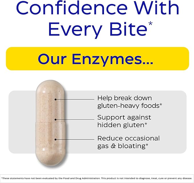 Enzymedica GlutenEase Extra Strength, Advanced Gluten Digestive Enzymes for Women and Men, Fast-Acting Formula for Bloating Relief & Digestive Health, 60 Capsules