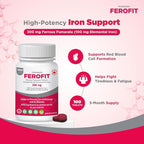 Ferofit - Ferrous Fumarate 300mg (100mg Elemental Iron), Prevents Anemia Due to Deficiency, Iron Supplement for Women & Men, 500 Tablets