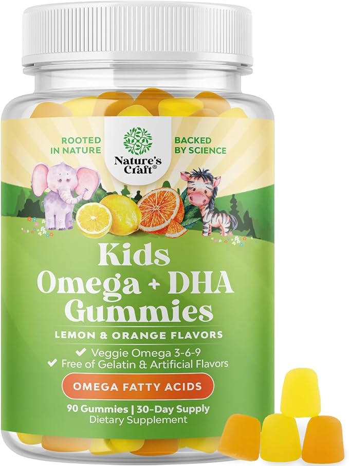 Kids DHA Omega 3 Gummies for Kids - Delicious Fish Free DHA Omega 3 Gummies with Vegetarian 6 9 for Vision Brain & Immunity - Non GMO Supplement Fish & Gluten Free - 90 Count