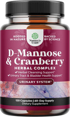 D Mannose with Cranberry Supplement - D Mannose 1000mg per Serving Capsules for Kidney Defense Support & Cleanse and Urinary Tract Health for Women & Men - Adults Bladder Health Supplement - 120 Count