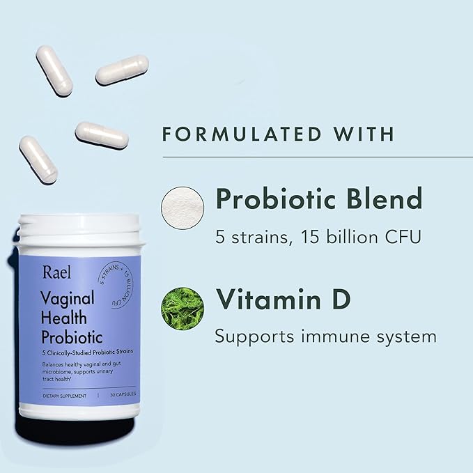 Rael Probiotics for Women - pH Balance Supplement with Prebiotics, Vaginal Immune Health (30 Servings)