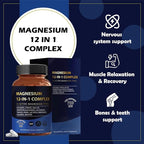 Puravita Magnesium Complex 700mg 12 in 1 Magnesium Supplement with Glycinate, Citrate, Malate & More | Easy Absorption, Energy Support, Vegan & Non-GMO | 120 Capsules (1pc)