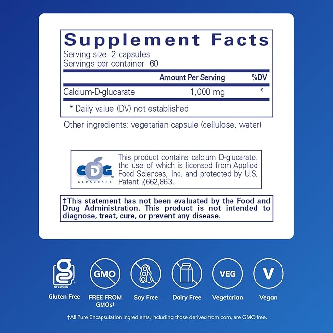 Pure Encapsulations Calcium-D-Glucarate | Supplement to Support Cellular Health in the Liver, Lungs, Breast, and Colon* | 120 Capsules