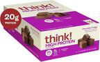 think! Protein Bars, High Protein Snacks, Gluten Free, Kosher Friendly, Chocolate Fudge, Nutrition Bars, 2.1 Oz per Bar, 10 Count (Packaging May Vary)