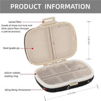 Medicine Pill Organizer Travel Pill Box for Purse Portable Pill Container Small Pill Holder Cute Pill Case Pocket Pharmacy with Labels(Black)