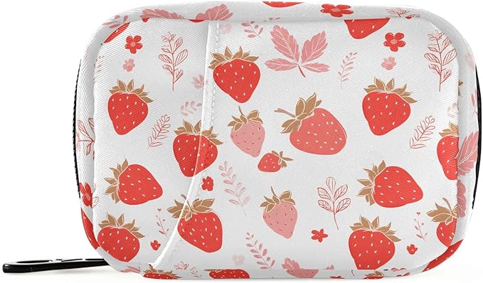 Strawberry Cute Weekly Medicine Pill Organizer Travel Pill Case Box Holder Container Small for Vitamin Supplement
