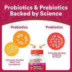 SmartyPants Adult Probiotic & Prebiotic Gummies for Digestive Health: 6 Billion CFU Gut Health Supplement, Clinically Studied Prebiotic for Immune Support, Grape, 60 Count (30 Day Supply)