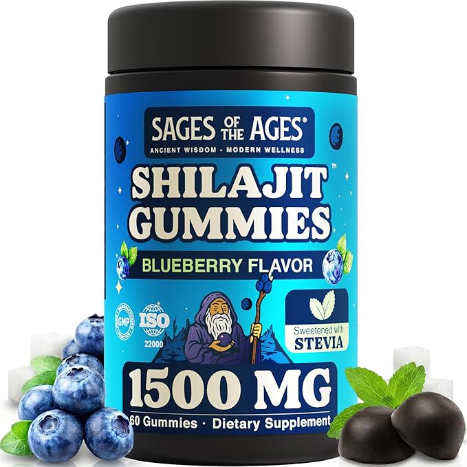Shilajit Gummies – 1500 mg Himalayan Shilajit for Men Energy & Stamina – Pure Fulvic Acid Complex – Organic, Vegan, Non-GMO, Sugar-Free Supplement for Strength & Vitality