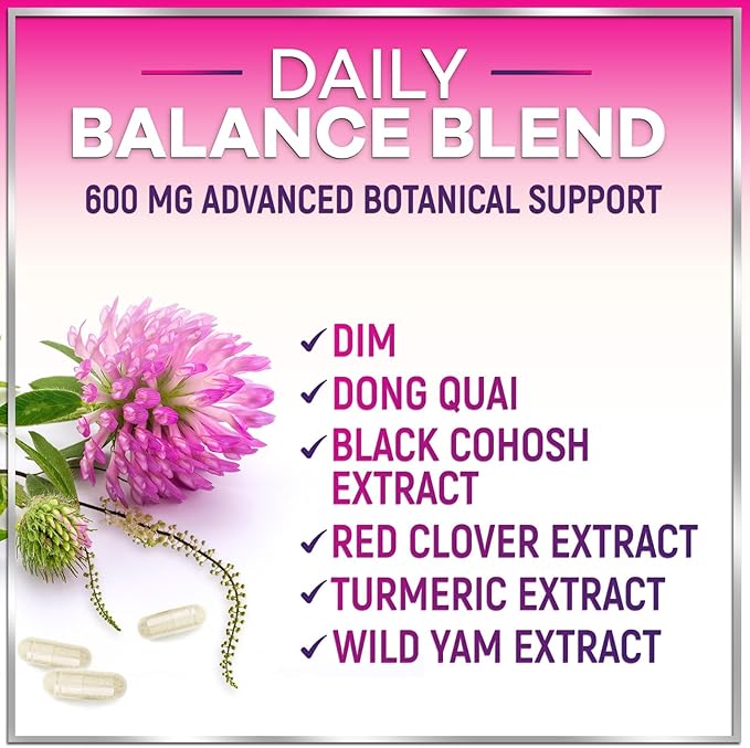 Menopause Supplements for Women - Hot Flash Night Sweats & Menopause Relief Pills - Probiotic Blend 8 Billion CFU Per Serving with Dong Quai & Black Cohosh - Vaginal, Digestive Support - 120 Capsules
