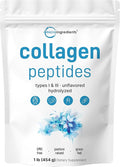 Micro Ingredients Hydrolyzed Collagen Peptides Powder, 1lb | Type I & III Grass-Fed Collagen for Women & Men | Unflavored Protein for Hair, Skin, Nails, Joints* | Easy Dissolve, Paleo, Non-GMO