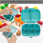 Travel Pill Container Medicine Organizer Daily Purse Pill Case Cute Pill Vitamin Box Small Pocket Pill Holder Mini Pill Organizer for Supplement(Blue)