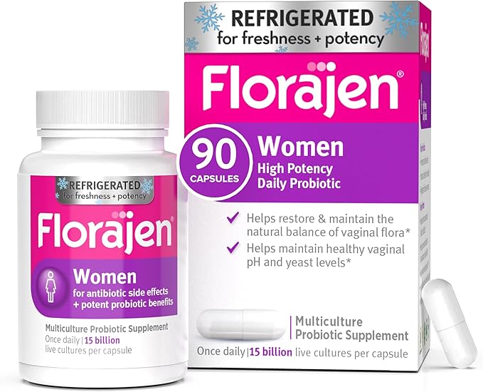 Florajen Women's Vaginal Probiotics, Provides Gut Health & Constipation Relief for Adults and Bloating Relief for Women, 90 Capsules (3 Packs of 30) (Refrigerated)