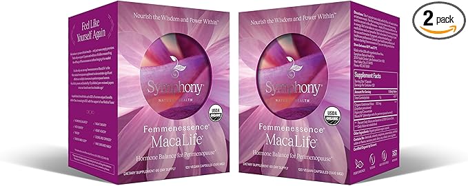 Femmenessence® MacaLife® – Clinically Proven Perimenopausal Organic Vegan Supplement for Natural Hormone Balance, Symptom Relief, Heart & Mood Support (240 Capsules, 120 Day Supply)