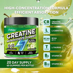 Creatine Monohydrate Gummies for Men & Women - 6205mg per Serving, Containing L-carnitine & Taurine, Post Workout Muscle Recovery, Strength & Energy Boost, Sugar Free & Vegan (60, Green Apple)