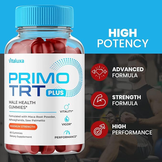 Primo TRT Gummies, Primo TRT Plus Advanced Performance Blend Supplement, PrimoTRT Try Prime Gomitas Maximum Strength Males Support for Overall Health Wellness All Natural Ingredients (60 Gummies)