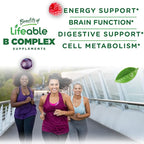 Lifeable Vitamin B Complex Gummies for Adults | with Vitamin C | Great Tasting Vitamin B Gummies | for Energy and Nerve System | Vegan B Complex Vitamins for Women, Men | 90 Gummies