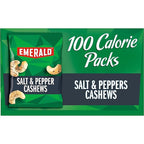 Emerald Nuts, Salt & Pepper Cashews, 100 Calorie Packs, 7 Count, 4.34 Oz (Pack of 4)