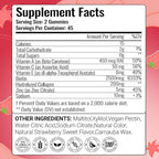 Collagen Gummies with Vitamins C, A, E, Zinc, and Biotin – Hydrolyzed Collagen Peptide Supplement for Hair, Skin, and Nails – Vegan, Sugar-Free, Strawberry Flavor – 90 Gummy