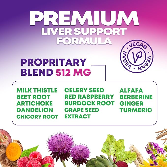 Gentle Liver Cleanse Detox & Repair Formula - Advanced Liver Support Supplement with Silymarin Milk Thistle, Dandelion Root, Artichoke Extract, Turmeric, Choline, & Beetroot - 120 Veggie Capsules