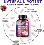 D-Mannose Supplement - 1,300mg Organic D Mannose Per Serving with Organic Cranberry Extract - Fast-Acting, Natural Urinary & Bladder Support for Women & Men – Flush & Cleanse Impurities – 60 Capsules