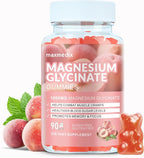 Magnesium Glycinate Gummies 1000mg, Sugar Free Magnesium Potassium Supplements Chewable for Adults with L-Threonate for Sleep, Body Support and Relaxation,90 Peach Gummies
